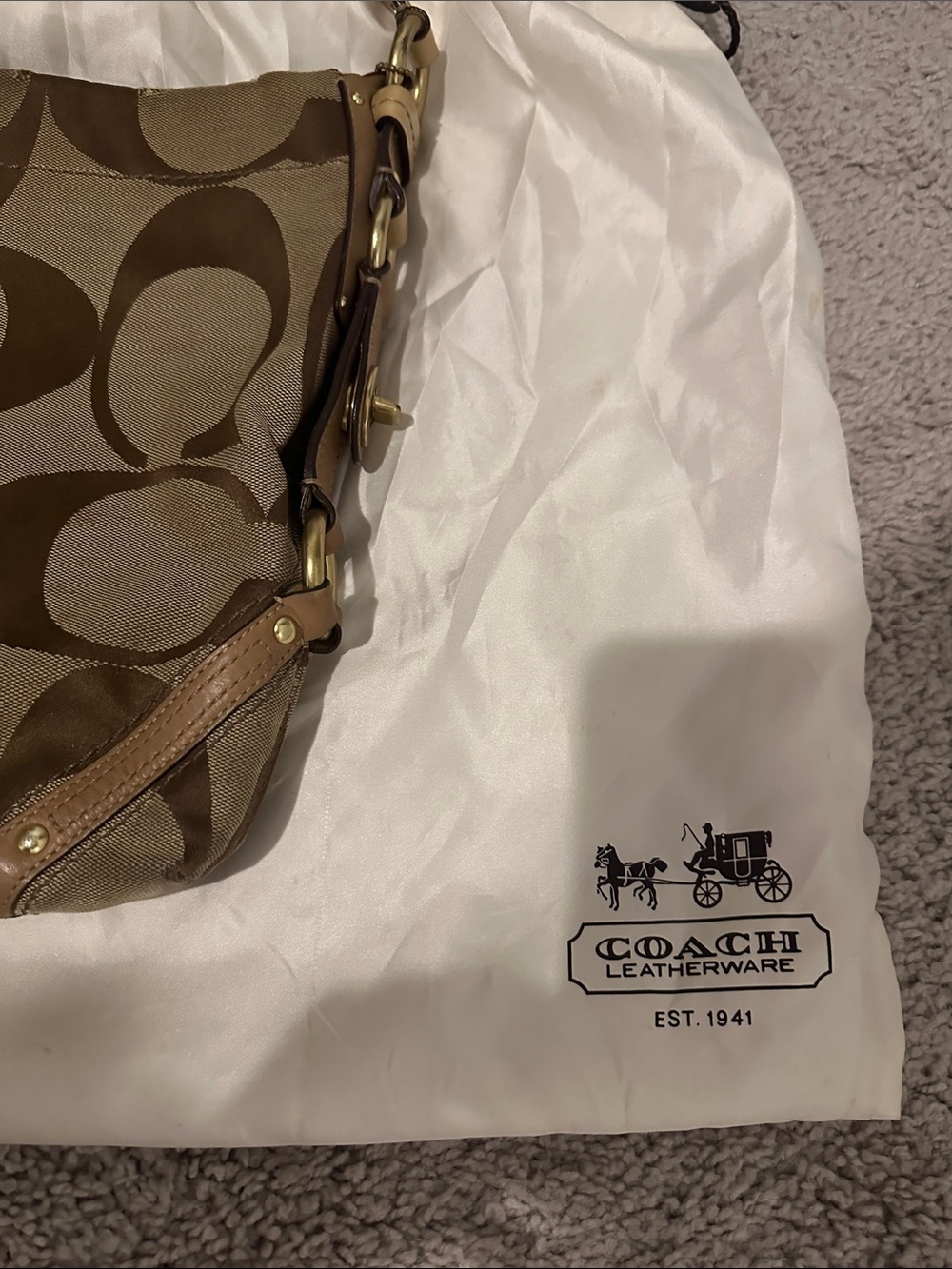 Coach Signature Canvas Shoulder Bag in Brown/Tan - Picture 3 of 9